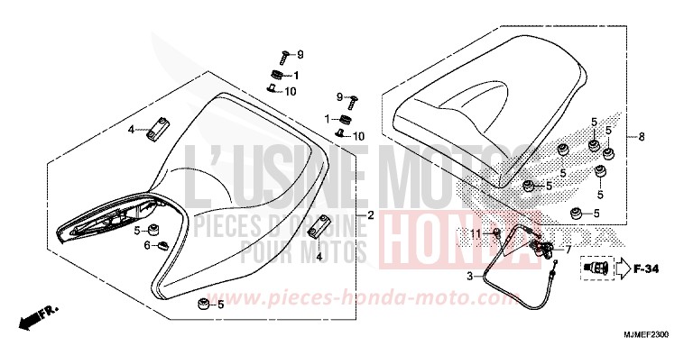 SITZ von VFR800X „Crossrunner“ MAT BALLISTIC BLACK METALLIC (NHA86) von 2017